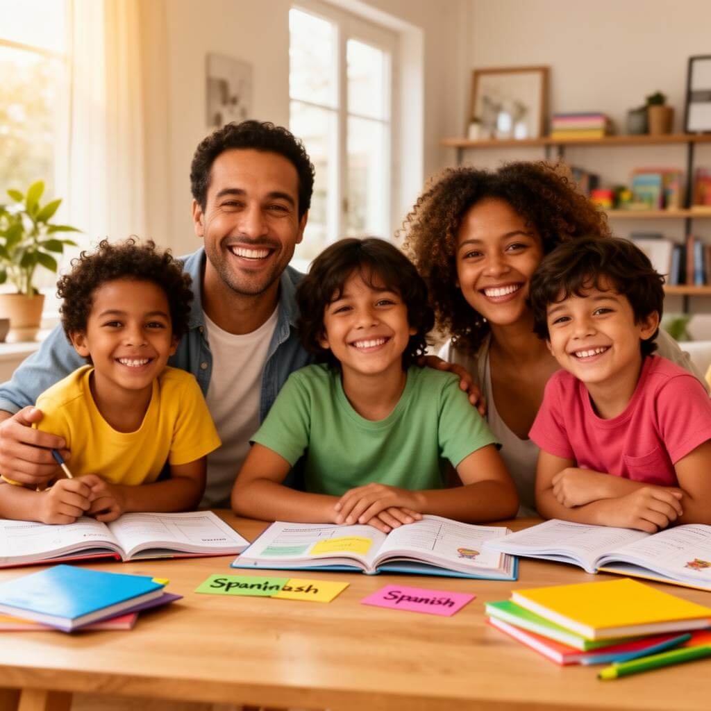 Familia que sonríe en Español en Familia de L4L